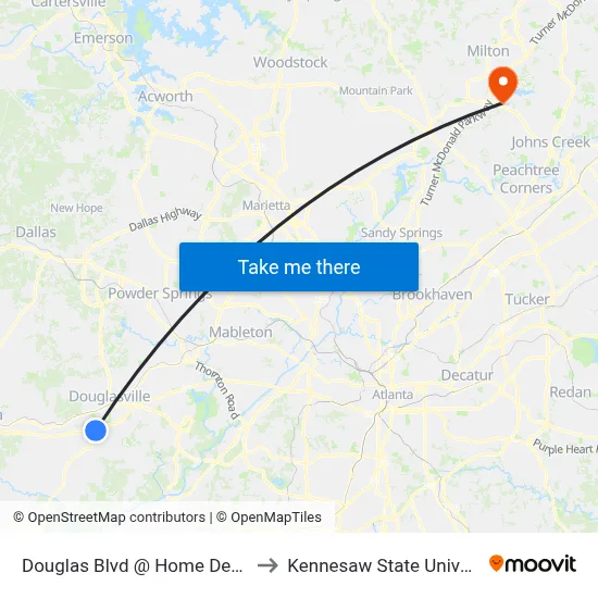 Douglas Blvd @ Home Depot Ib to Kennesaw State University map