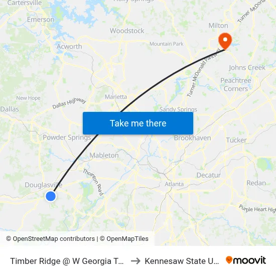 Timber Ridge @ W Georgia Tech College Ob to Kennesaw State University map