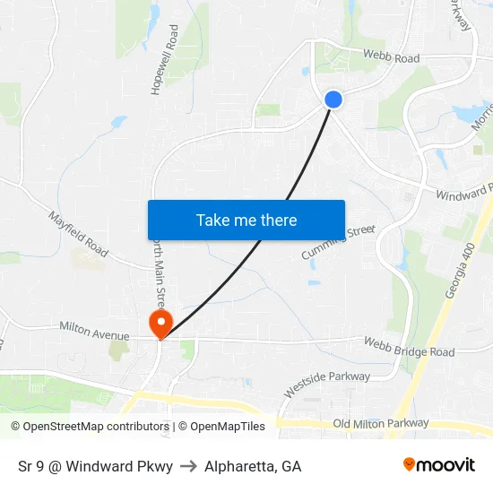 Sr 9 @ Windward Pkwy to Alpharetta, GA map