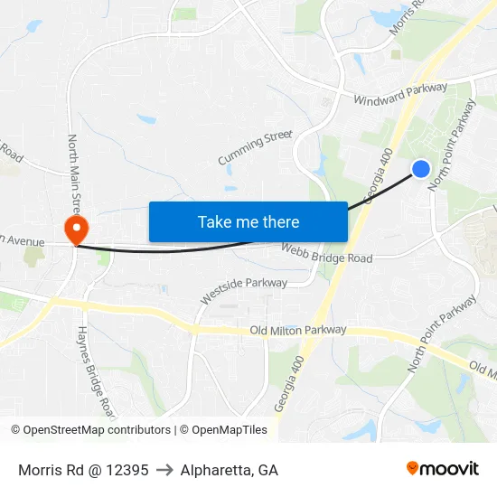 Morris Rd @ 12395 to Alpharetta, GA map