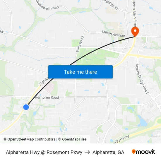 Alpharetta Hwy @ Rosemont Pkwy to Alpharetta, GA map
