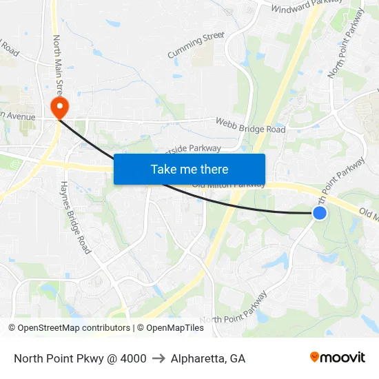 North Point Pkwy @ 4000 to Alpharetta, GA map