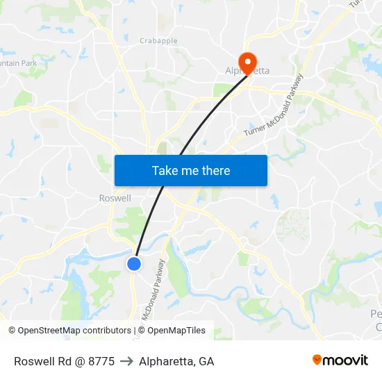 Roswell Rd @ 8775 to Alpharetta, GA map