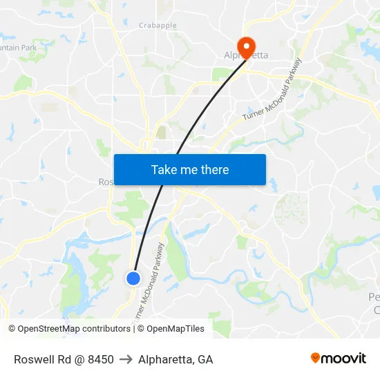 Roswell Rd @ 8450 to Alpharetta, GA map