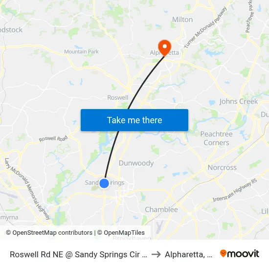 Roswell Rd NE @ Sandy Springs Cir NE to Alpharetta, GA map