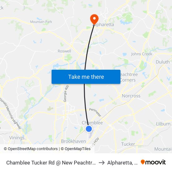 Chamblee Tucker Rd @ New Peachtree Rd to Alpharetta, GA map