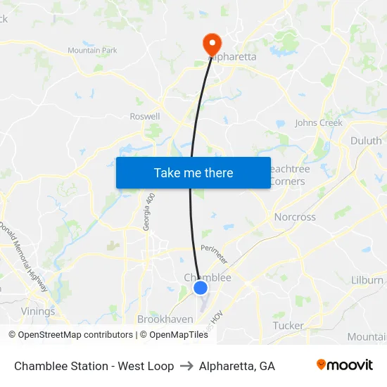Chamblee Station - West Loop to Alpharetta, GA map
