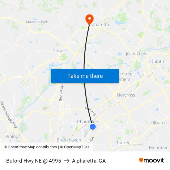 Buford Hwy NE @ 4995 to Alpharetta, GA map