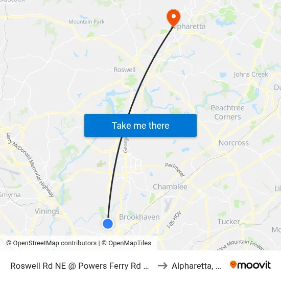 Roswell Rd NE @ Powers Ferry Rd NW to Alpharetta, GA map