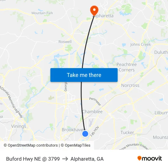 Buford Hwy NE @ 3799 to Alpharetta, GA map