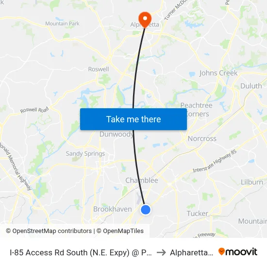 I-85 Access Rd South (N.E. Expy) @ Plaster Rd to Alpharetta, GA map