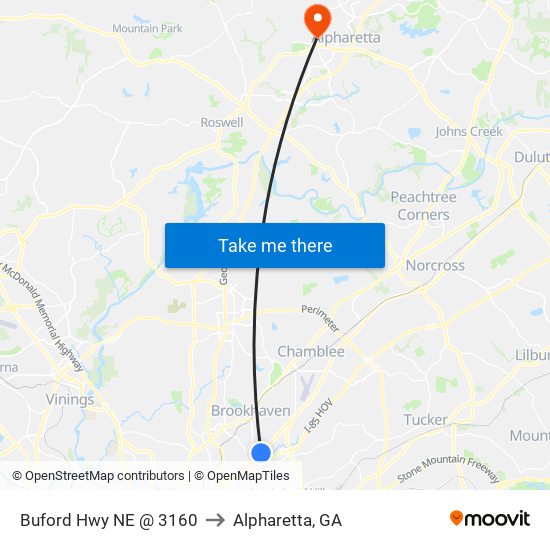 Buford Hwy NE @ 3160 to Alpharetta, GA map