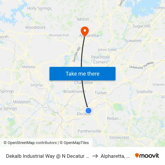 Dekalb Industrial Way @ N Decatur Rd to Alpharetta, GA map
