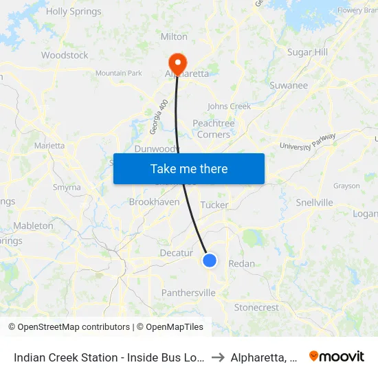 Indian Creek Station - Inside Bus Loop to Alpharetta, GA map