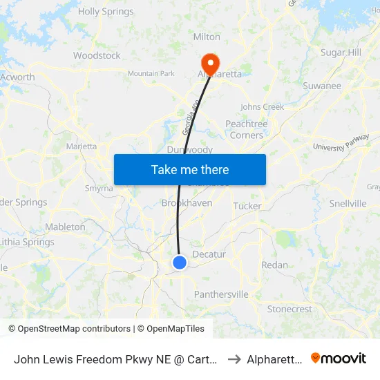 John Lewis Freedom Pkwy NE @ Carter Center Entr to Alpharetta, GA map
