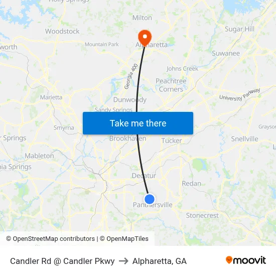Candler Rd @ Candler Pkwy to Alpharetta, GA map