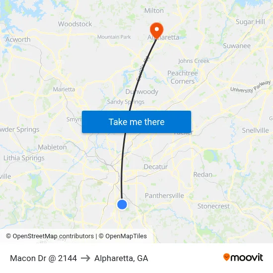 Macon Dr @ 2144 to Alpharetta, GA map