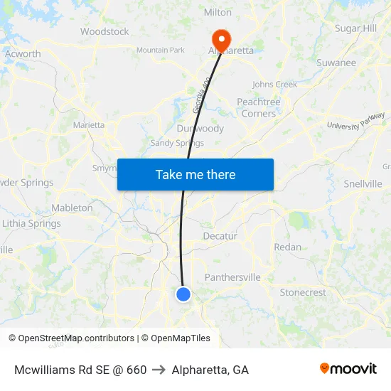 Mcwilliams Rd SE @ 660 to Alpharetta, GA map