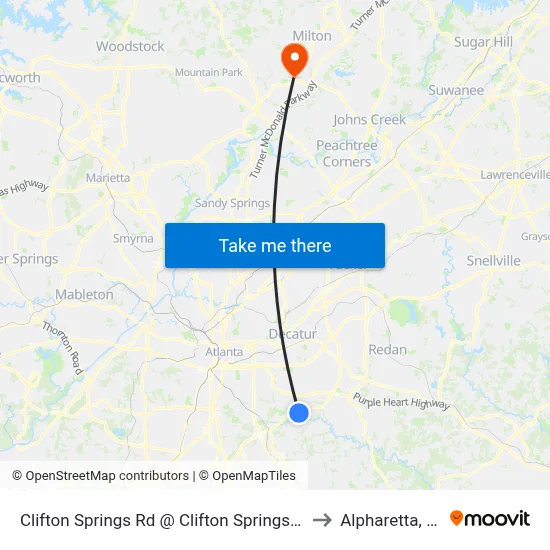 Clifton Springs Rd @ Clifton Springs Mnr to Alpharetta, GA map