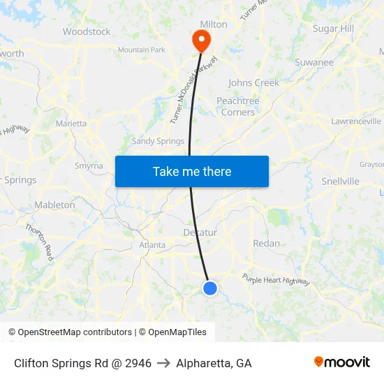 Clifton Springs Rd @ 2946 to Alpharetta, GA map