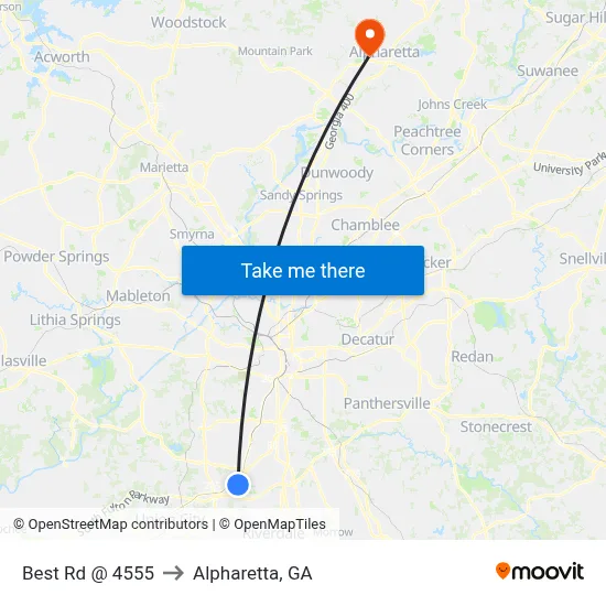 Best Rd @ 4555 to Alpharetta, GA map