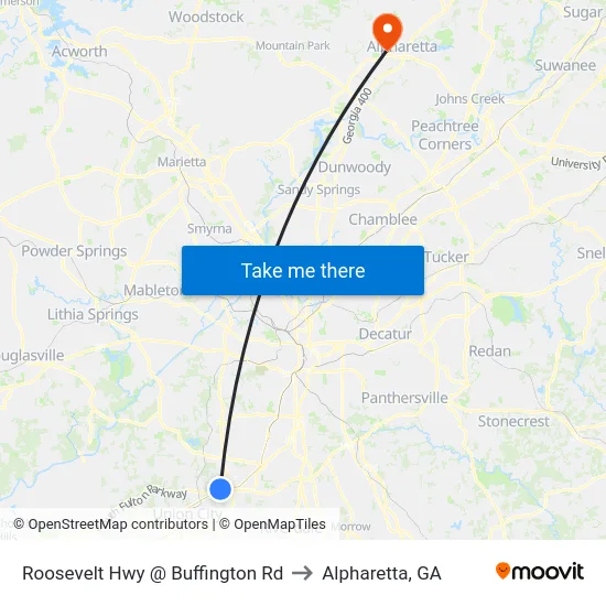 Roosevelt Hwy @ Buffington Rd to Alpharetta, GA map