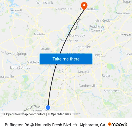 Buffington Rd @ Naturally Fresh Blvd to Alpharetta, GA map