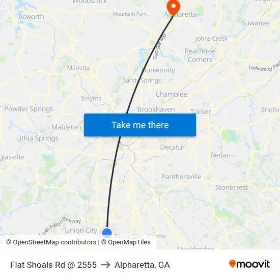 Flat Shoals Rd @ 2555 to Alpharetta, GA map
