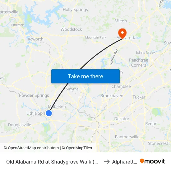 Old Alabama Rd at Shadygrove Walk (Not 25 Timepoin to Alpharetta, GA map