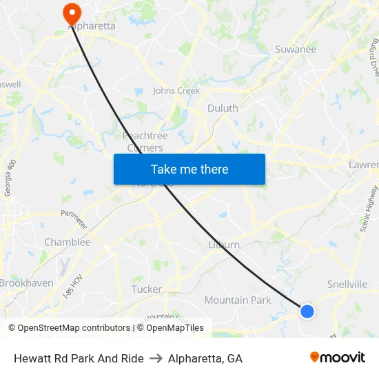 Hewatt Rd Park And Ride to Alpharetta, GA map