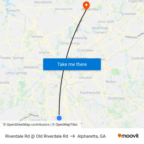 Riverdale Rd @ Old Riverdale Rd to Alpharetta, GA map