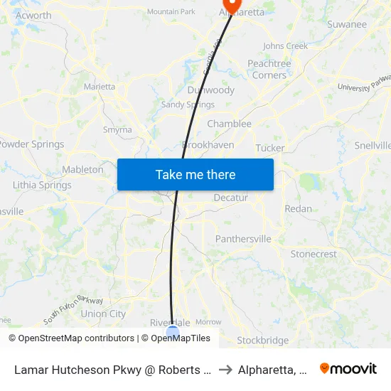 Lamar Hutcheson Pkwy @ Roberts Dr to Alpharetta, GA map