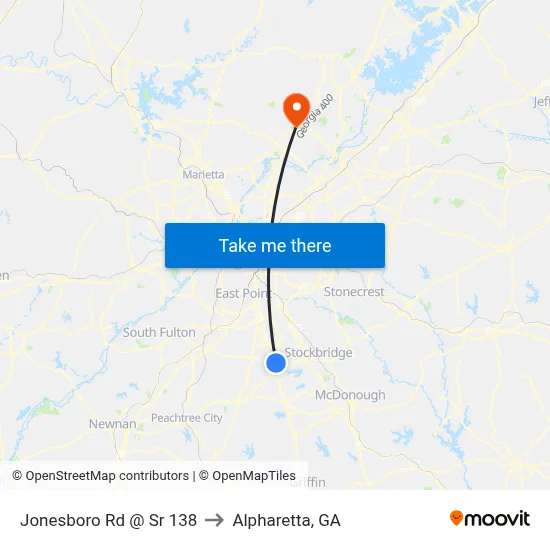 Jonesboro Rd @ Sr 138 to Alpharetta, GA map
