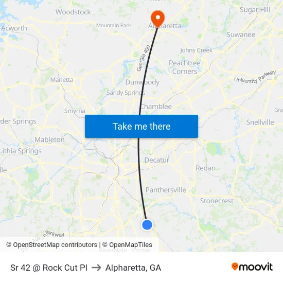 Sr 42 @ Rock Cut Pl to Alpharetta, GA map