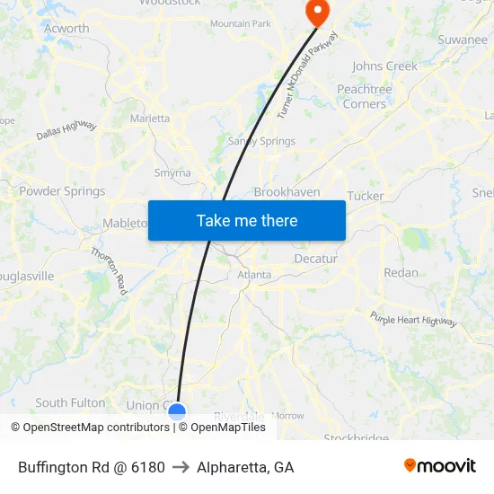 Buffington Rd @ 6180 to Alpharetta, GA map