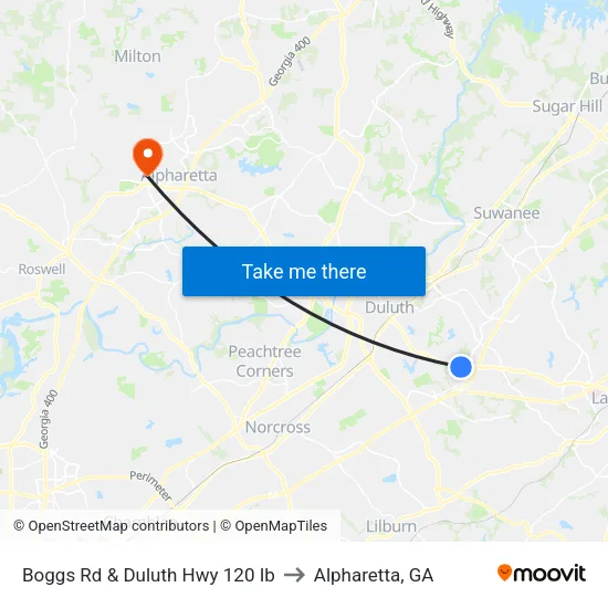 Boggs Rd & Duluth Hwy 120 Ib to Alpharetta, GA map