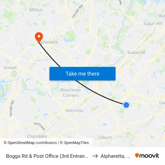 Boggs Rd & Post Office (3rd Entrance) to Alpharetta, GA map