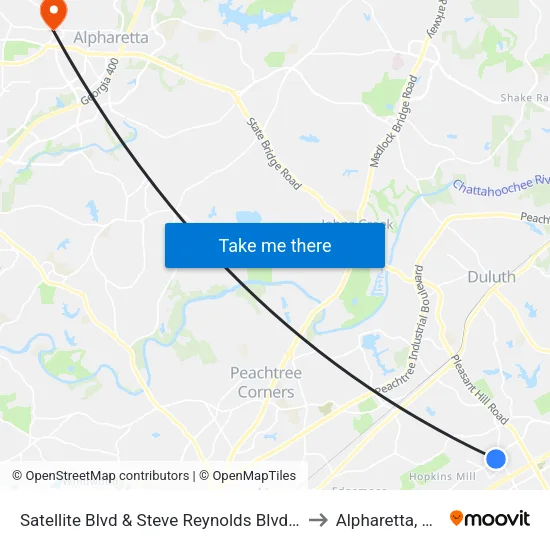 Satellite Blvd & Steve Reynolds Blvd Ib to Alpharetta, GA map
