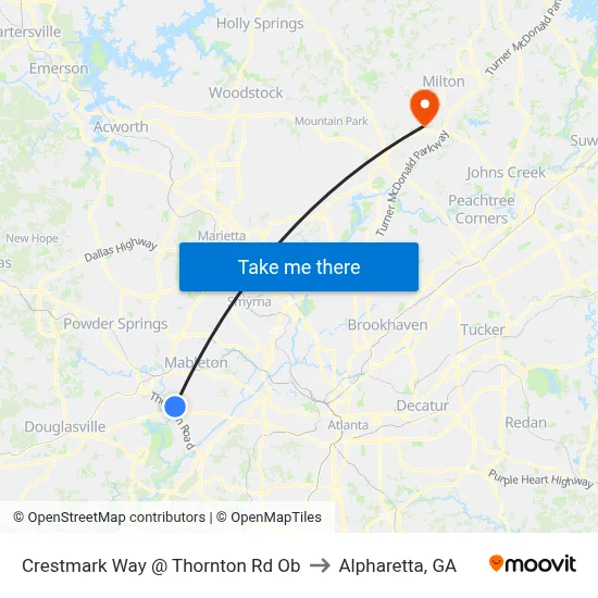 Crestmark Way @ Thornton Rd Ob to Alpharetta, GA map