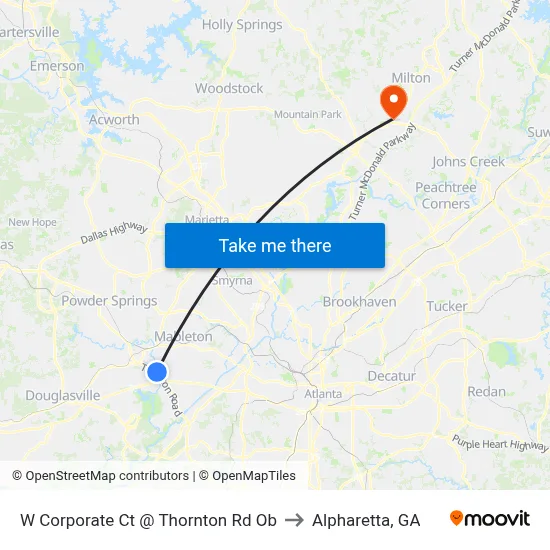 W Corporate Ct @ Thornton Rd Ob to Alpharetta, GA map
