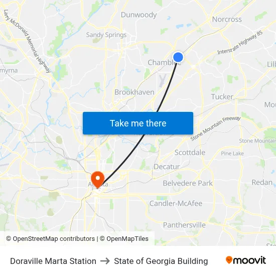 Doraville Marta Station to State of Georgia Building map