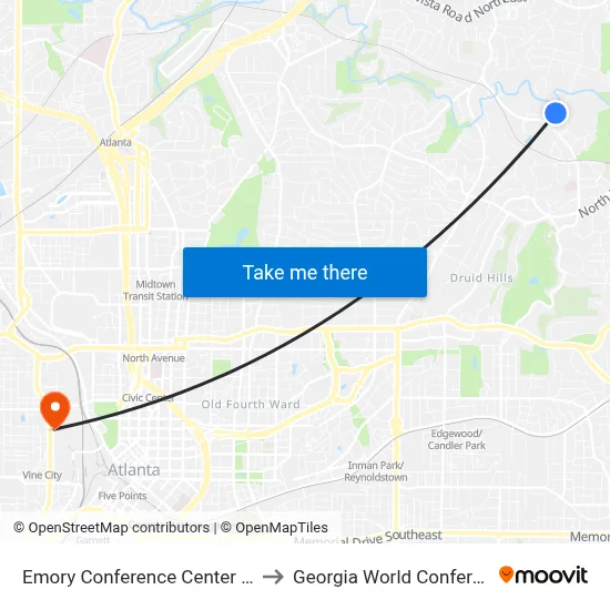 Emory Conference Center Hotel Atlanta to Georgia World Conference Center map
