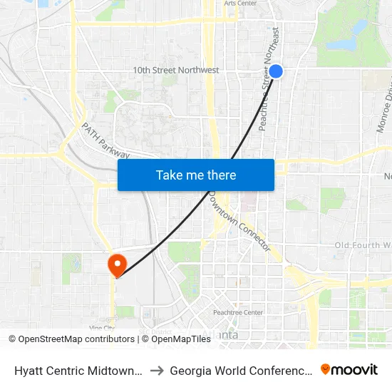 Hyatt Centric Midtown Atlanta to Georgia World Conference Center map