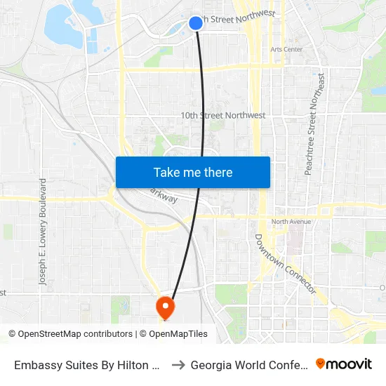 Embassy Suites By Hilton Atlanta Midtown to Georgia World Conference Center map