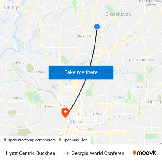 Hyatt Centric Buckhead Atlanta to Georgia World Conference Center map
