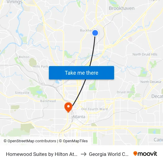 Homewood Suites by Hilton Atlanta Buckhead Pharr Road to Georgia World Conference Center map