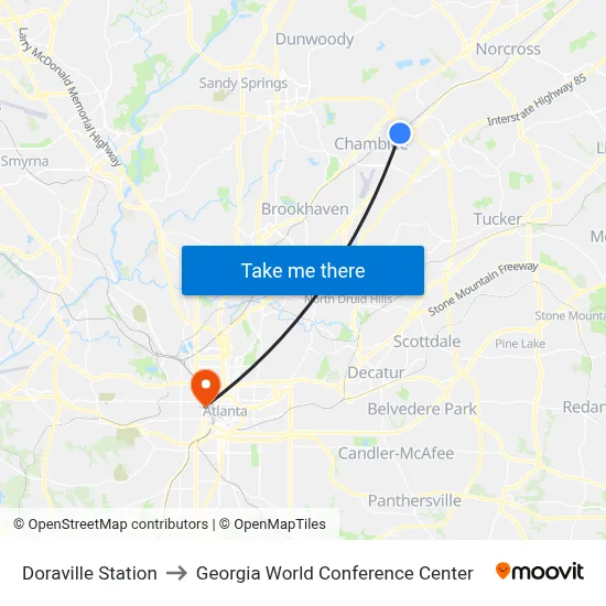 Doraville Station to Georgia World Conference Center map
