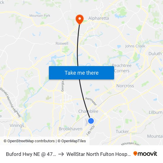 Buford Hwy NE @ 4770 to WellStar North Fulton Hospital map