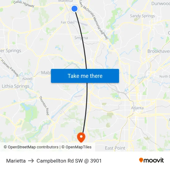 Marietta to Campbellton Rd SW @ 3901 map