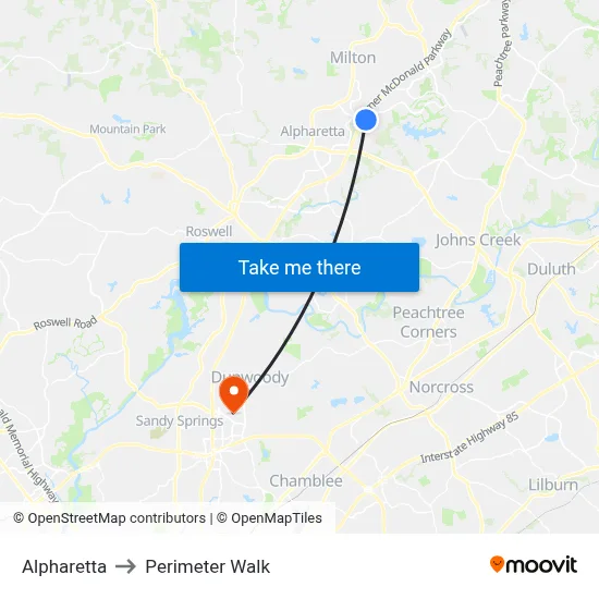Alpharetta to Perimeter Walk map